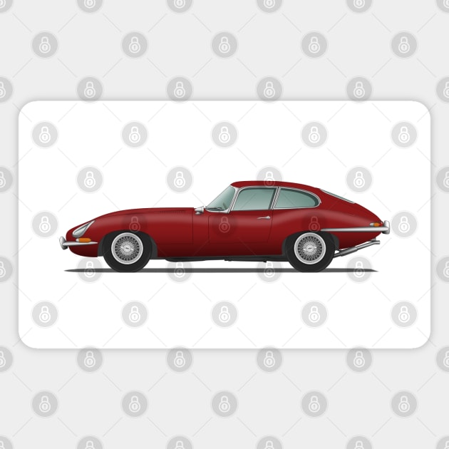 Jaguar E Type Fixed Head Coupe Maroon Magnet by SteveHClark